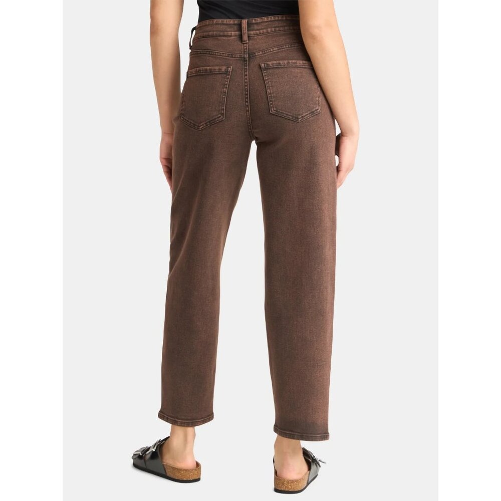 Time and Tru Women's High Rise Barrel Jeans, 26.5" Inseam, Size 14, Brown Wash - Picture 3 of 5